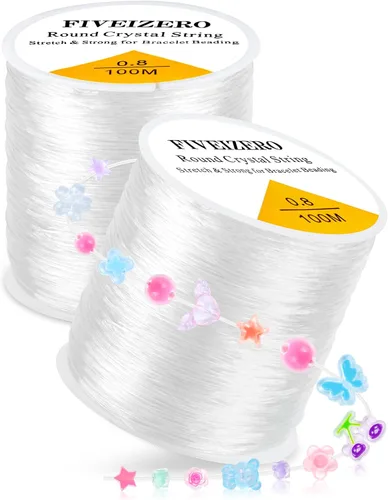Vista 11 de 6 Rollos FIVEIZERO Cordón Elástico para Pulseras, 0.4mm, 0.5mm, 0.6mm, 0.7mm, 0.8mm, 1mm Hilo Elástico Transparente de Cristal para Pulseras