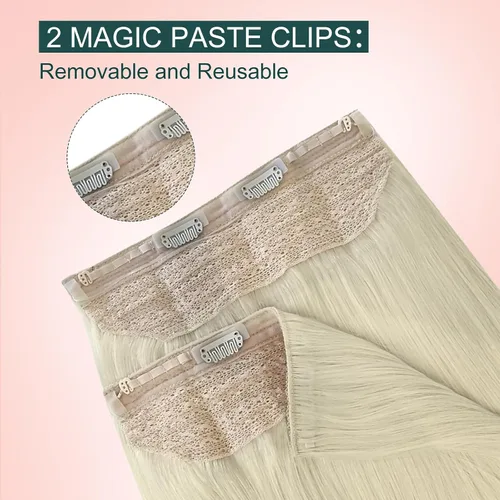 Vista 31 de Easyouth Extensión de cabello humano rubio con cola de caballo, extensiones de cabello humano rubio dorado con reflejos rubios, extensiones