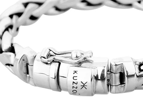Vista 2 de kuzzoi Pulsera redonda bizantina de plata de ley 925 para hombre, longitud 8,27 pulgadas - 9,05 pulgadas, ancho 0,39 pulgadas, 2.11 onzas