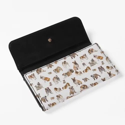 Vista 5 de Howilath Novedad floral flores animales perro búho mariposa impreso mujeres cartera larga monedero, diseño delgado trifold cartera larga monedero