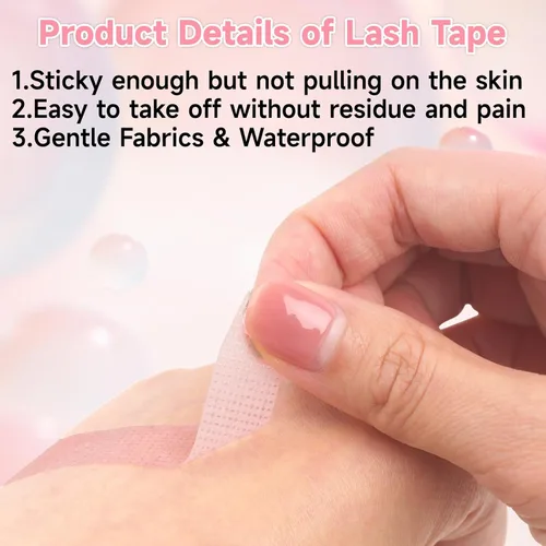 Vista 4 de G2PLUS Cinta de pestañas, 2 rollos de cinta de maquillaje de gel de silicona, cinta de pestañas rosa de 1/2 pulgada x 8 yardas, cinta de extensión