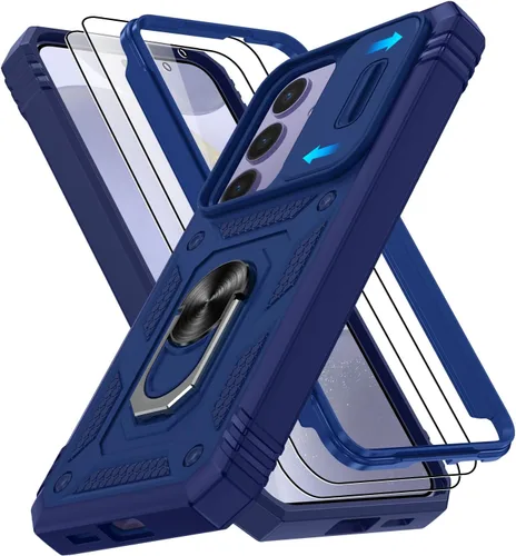 Vista 128 de Gritup Funda para Google Pixel 6 con cubierta deslizante para cámara y protector de pantalla (2 unidades), soporte de anillo giratorio 360°, funda