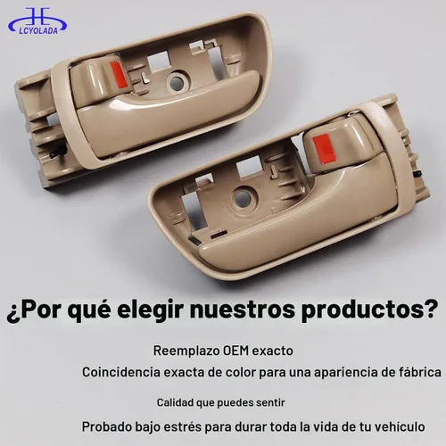 Vista 6 de 2 piezas de manijas interiores para puertas para Toyota Sienna 2004-2010, delantera izquierda y derecha, reemplaza 69206-AE010-E1, 69205-AE010, beige