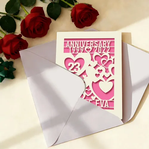 Vista 6 de EDSG Tarjeta de aniversario para parejas, tarjeta de felicitación personalizada con cualquier nombre y fecha para mujeres, esposa, para ella, tema