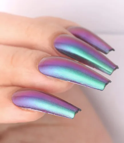Vista 5 de Major Dijit Chameleon - Esmalte de uñas holográfico con purpurina de secado rápido, esmalte de uñas cromado iridiscente brillante (02)