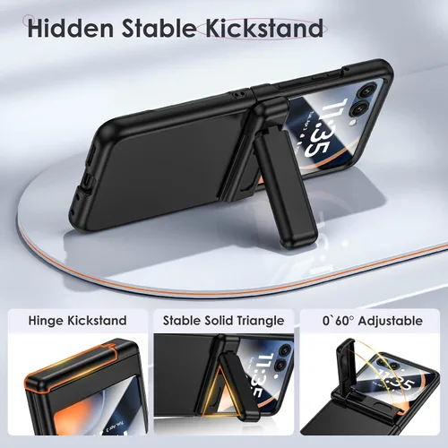 Vista 5 de Maxdara Funda magnética para Motorola Razr 2025/2024, con soporte oculto, compatible con MagSafe, protector de pantalla integrado, protección