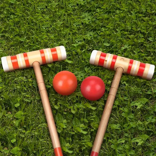 Vista 6 de Gemscream Juego de Croquet para 6 jugadores para adultos, kit de juego de Croquet con soporte de madera para patio trasero, juegos al aire libre