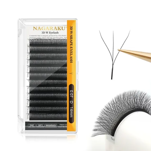 Vista 193 de NAGARAKU Extensiones de pestañas prefabricadas en abanico 3D W 0.05 C 0.315 0.05-C 3D W