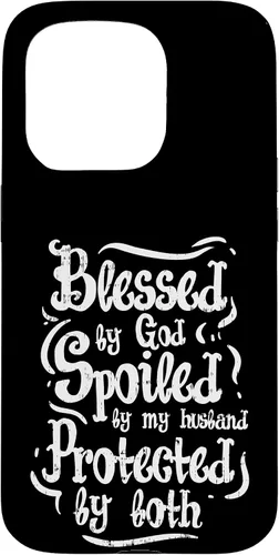 Vista 14 de iPhone 16 Blessed by God Spoiled by My Husband Funny Wife Mom Case