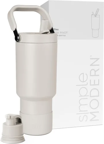Vista 21 de Simple Modern Trek Pivot Vaso con pajita abatible de 30 oz con asa Botella de agua y protector Tapas intercambiables de pajita y para beber