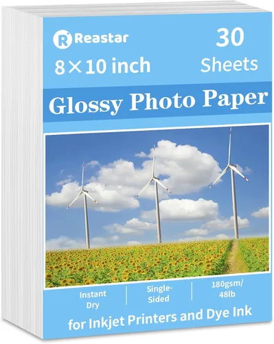 Vista 10 de Reastar Papel fotográfico de 5 x 7 pulgadas, 100 hojas de papel brillante para impresora fotográfica, papel de imagen de secado instantáneo