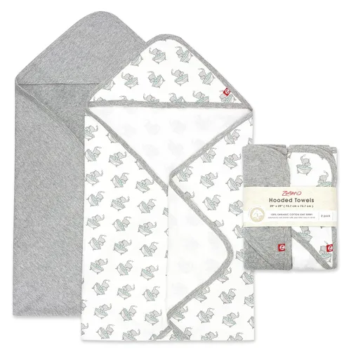 Vista 11 de Zutano Toallas de bebé con capucha, toalla de baño de algodón orgánico, toalla de bebé ultra suave y absorbente para recién nacidos y bebés, juego