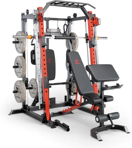 Vista 10 de Marcy Smith Machine Cage System Home Gym - Estante multifunción para gimnasio en casa, estación de entrenamiento personalizable