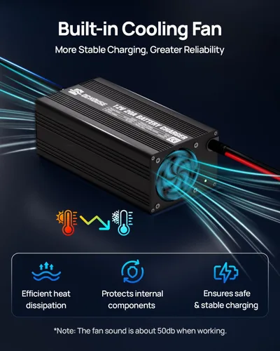 Vista 8 de Cargador de batería de litio de 12V 20A Entrada de CA a CC con conector