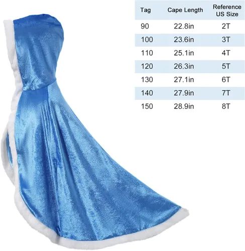 Vista 3 de OPBIN - Disfraz de princesa de piel con capucha para niñas, Navidad, Halloween, cumpleaños, juego de rol, cosplay