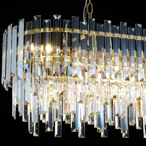 Vista 7 de Candelabro rectangular de cristal K9, 37.4 pulgadas, 10 luces, lámpara colgante lineal para comedor, isla de cocina