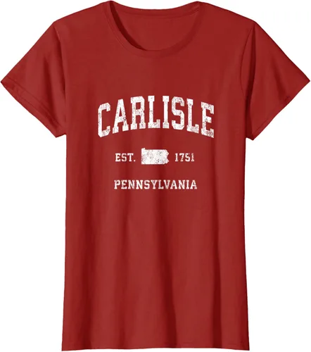 Vista 18 de Carlisle Pennsylvania PA - Camiseta deportiva vintage con diseño deportivo, Negro, S