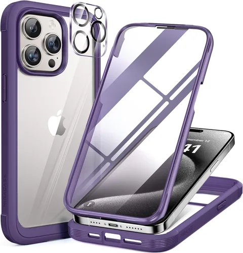 Vista 132 de Miracase - Funda magnética para iPhone 13 Pro Max de 6.7 pulgadas (compatible con MagSafe), transparente, completo, protector de pantalla de vidrio