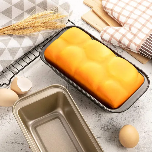 Vista 3 de Patelai 4 moldes para pan para hornear pan de 8.5 x 4.5 pulgadas, antiadherente, acero al carbono, estaño rectangular, utensilios para hornear