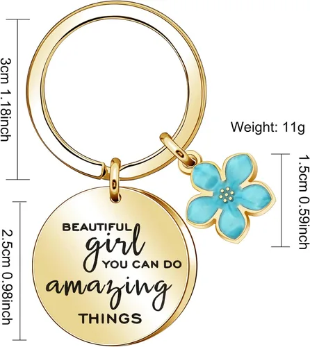 Vista 2 de Llavero con texto en inglés "Beautiful Girl You Can Do Amazing Things