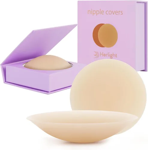 Vista 8 de Fundas para pezones para mujer, reutilizables, adhesivas, de silicona, diseño invisible y lavable con caja de viaje