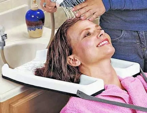 Vista 2 de Homecraft Bandeja de lavado de cabello, para fregaderos, reduce el dolor de cuello, fácil de lavar con champú para ancianos y discapacitados
