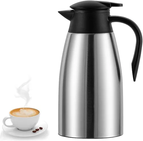 Vista 9 de Jarra térmica de café de 70 onzas, acero inoxidable, jarra de café aislada, dispensador de bebidas de café al vacío de doble pared para mantener 12