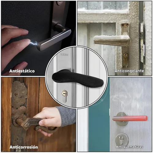 Vista 4 de moonoom 4 fundas para manijas de puerta, protector antiquemaduras para pomo de puerta, protege las manos de quemaduras y escalofríos