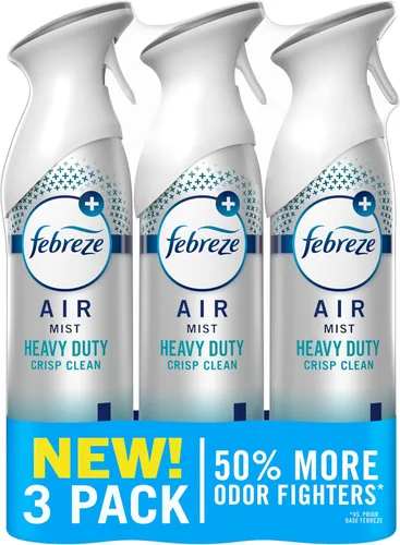 Vista 10 de Spray ambientador Febreze, aroma limpio y resistente, eliminador de olores para olores fuertes, 8.8 onzas (paquete de 3)