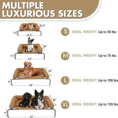 Vista 7 de Athena Collection Cama elevada para perros para exteriores con cojines extraíbles, cuna elevada de 48 pulgadas, lavable con marco de metal, patas