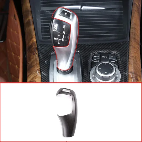 Vista 3 de Cubierta de la cabeza de la perilla de palanca de cambios de plástico ABS para BMW X5 X6 E60 E70 E71 2008-2013, serie 5 2008-2010