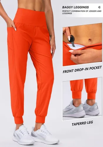 Vista 5 de Viodia Pantalones deportivos para mujer, con bolsillos, cintura alta, atléticos, para entrenamiento, yoga, pantalones deportivos cónicos