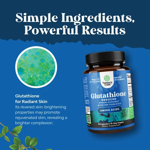 Vista 5 de Suplemento de glutatión reducido con cardo mariano - 500 mg por porción Glutatión L puro con ácido alfa lipoico y silimarina de cardo mariano