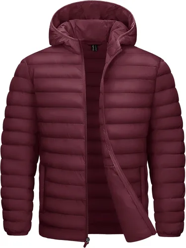 Vista 10 de TACVASEN Chaqueta Puffer Ligera para Hombre con Capucha Resistente al Agua a Prueba de Viento Chaqueta Aislante Acolchada con Forro Abrigos