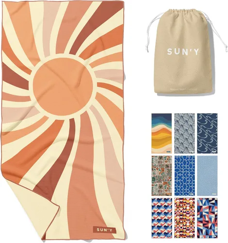 Vista 18 de SUN'Y Toalla de Playa de Microfibra Waffle – Sin Arena, Secado Rápido, Ultra Absorbente, Ligera y Compacta, Toalla de Viaje con Bolsa de Transporte