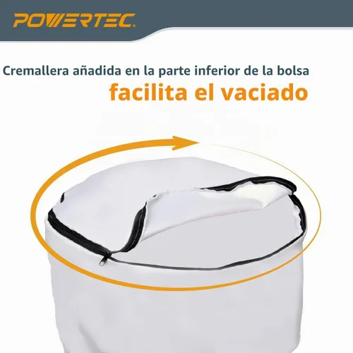 Vista 5 de POWERTEC Bolsa Colectora de Polvo con Abrazaderas de Manguera con Llave de 4", Bolsa de Polvo de 30 Micrones para Cepilladora DeWalt DW735, DW734