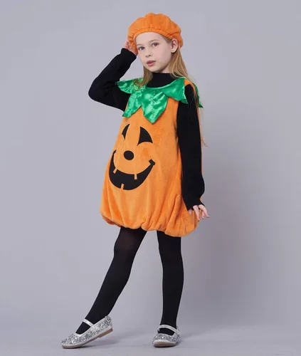Vista 4 de IKALI Kids Pumpkin Costume Girls Boys Toddler Baby Lantern Faces Fancy Dress up for Halloween Party