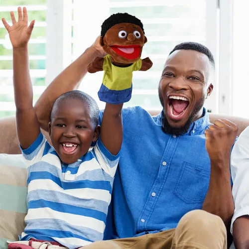 Vista 5 de 1 pieza de marionetas de mano familiares de 12 pulgadas, abuelos, mamá y papá, hermano y hermana, marionetas de mano de peluche para niños, juguetes