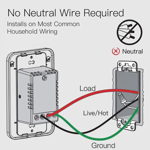 Vista 9 de MOES Interruptor de luz inteligente WiFi, sin cable neutro, sin condensador, no requiere concentrador, botón pulsador de cable vivo único de 2ª