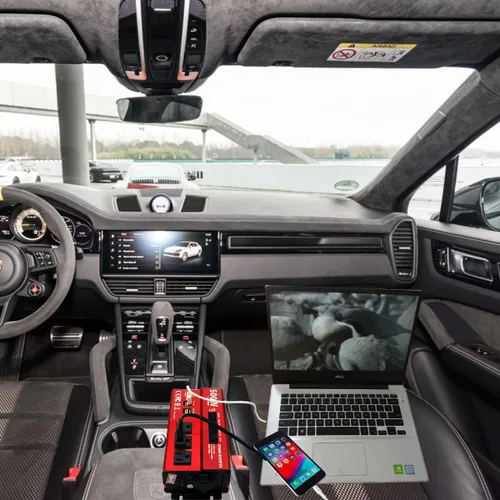 Vista 6 de Inversor de Potencia de 500W Pico 1000W para Vehículos, DC 12V a 110V AC, 4 x 2.4A Puertos USB Adaptador de Enchufe para Carro con Toma con 1 Puerto