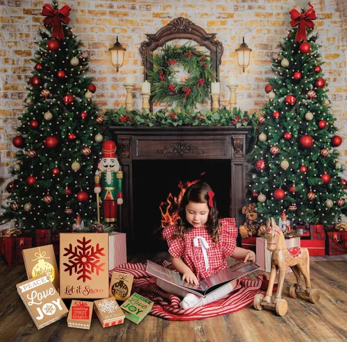 Vista 4 de Hollyone - Paquete de 7 cajas de regalo de Navidad de papel de estraza con tapas en diseños surtidos, cajas de envoltorio de regalo de Navidad