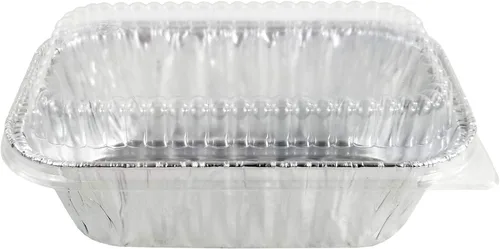 Vista 6 de PACTOGO Mini moldes desechables de papel de aluminio de 1 libra con tapas transparentes de cúpula baja (paquete de 400 juegos)