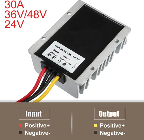 Vista 2 de X AUTOHAUX 36V/48V a 24V 30A Reductor Automático Buck Boost Step Down Up Regulador Transformador Universal para Carritos de Golf Scooters