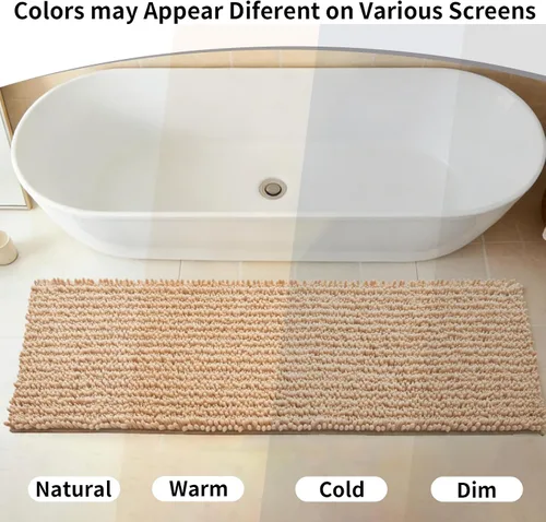 Vista 6 de Disolla Alfombra de baño pequeña, antideslizante, lavable, color beige, 17 x 24 pulgadas, súper absorbente, suave, alfombra de baño de felpilla
