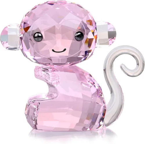 Vista 8 de DOJOZ Monos alegres de cristal, lindos animales, encantadoras decoraciones de manualidades para el hogar, adornos de Navidad, figuras coleccionables