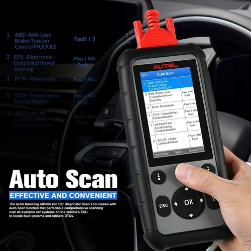 Vista 6 de Autel MaxiDiag MD806 PRO Escáner OBD2: Herramienta de escaneo de diagnóstico de sistemas completos con datos en vivo, reajuste de aceite, BMS, SAS