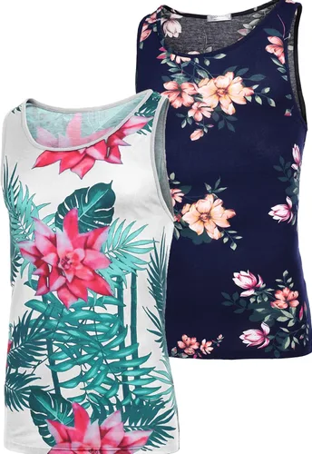 Vista 7 de COOFANDY Camiseta sin mangas con estampado floral para hombre, camisetas deportivas casuales con estampado en Hawaii, playa, vacaciones