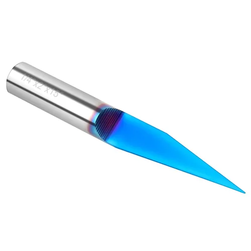 Vista 8 de EANOSIC Broca de enrutador de ranura en V de 15 grados, vástago de 1/4 pulgadas, broca de carburo sólido con revestimiento azul nano para grabado