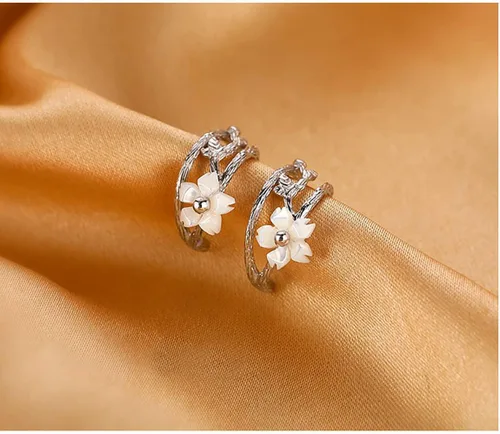 Vista 8 de Reffeer Aretes de plata de ley 925 maciza con clip para cartílago, para mujeres, adolescentes, hélix, sin perforación