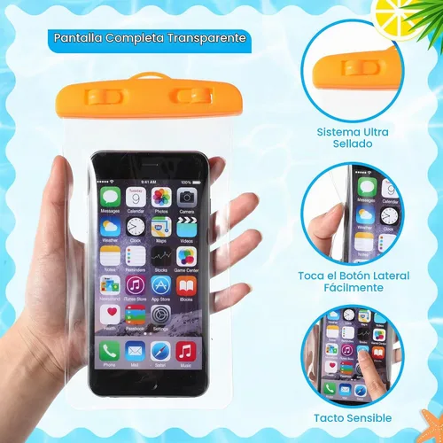 Vista 3 de Paquete de 40 bolsas universales transparentes impermeables para teléfono, coloridas
